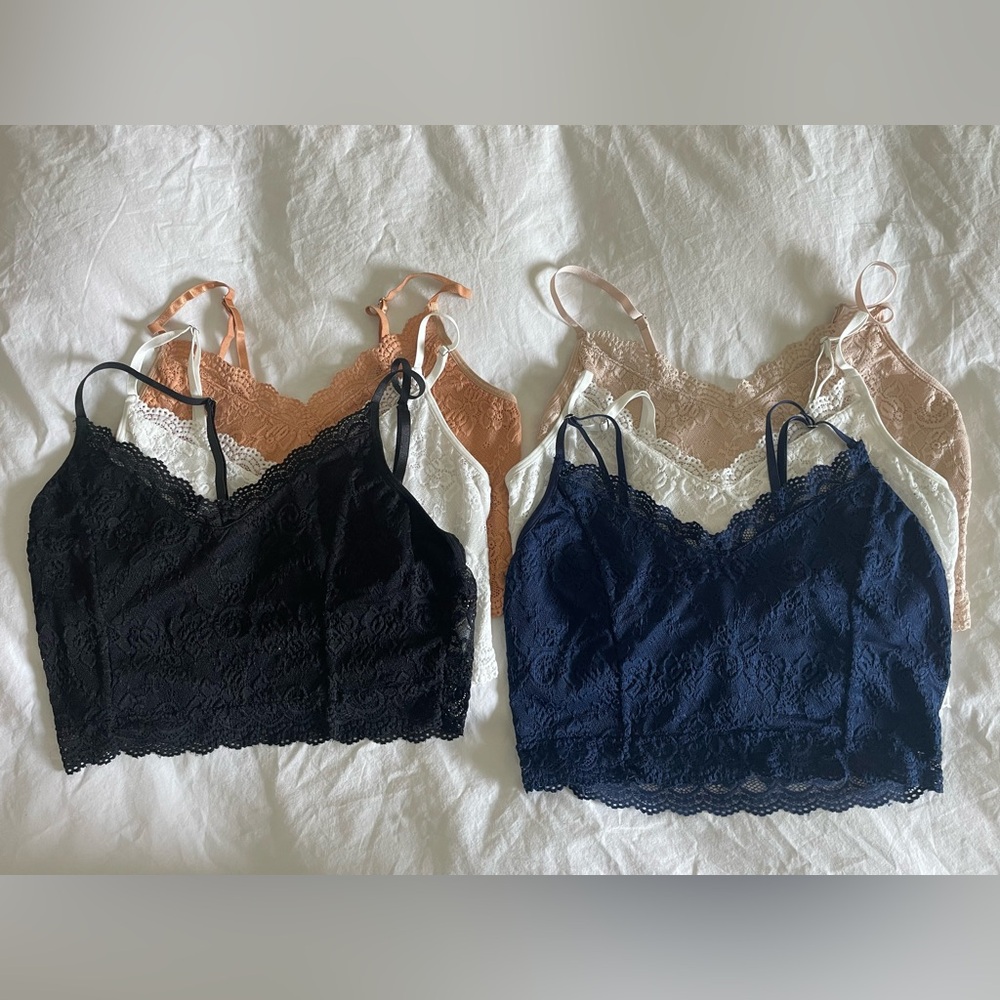 Lace Crop Top Set - Black, Navy, White, Tan, Champagne